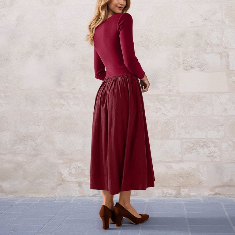 knee length dresses for ladies Midi Wedding-Guest Dress with Shoulder Ties Dusty Blue / 10 main image 0