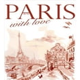 thumbnail image 3 of Paris Duvet Cover Set, Vintage Watercolor Style Paris Illustration with Tour D'Eiffel Old Streets Image, Decorative 3 Piece Bedding Set with 2 Pillow Shams, Calking Size, Pink, by Ambesonne, 3 of 3