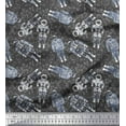 thumbnail image 1 of Soimoi Polyester Crepe Fabric Dot & Astronaut Galaxy Printed Craft Fabric by The Yard 42 Inch Wide, 1 of 1