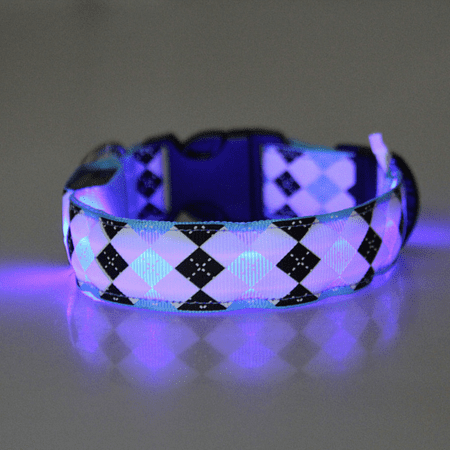 UPC: 0860006267865 | Petsonik Rechargeable LED Dog Collar Plaid Design