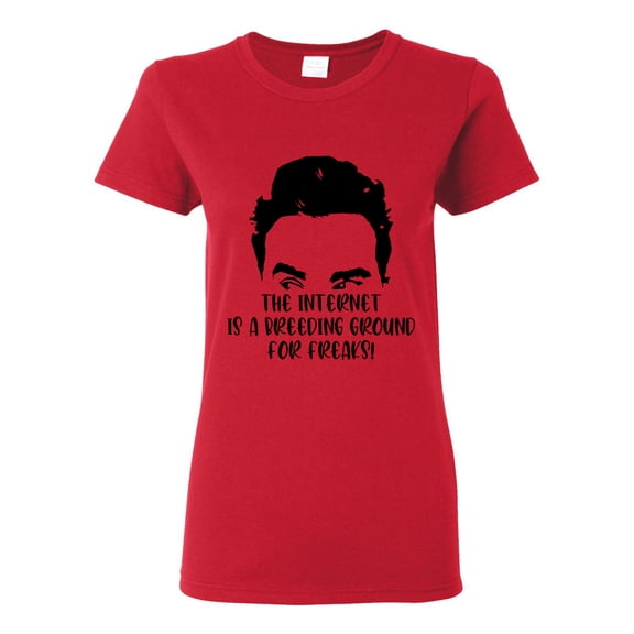 Internet is a Breeding Ground David Schitt's TV Quote Pop Culture Womens Graphic T-Shirt, Red, Large