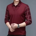 thumbnail image 5 of Spring New Long Sleeve POLO Men's T-shirt Turn-down Collar Loose Solid Plaid Fashion Casual Business Button Tops, 5 of 6