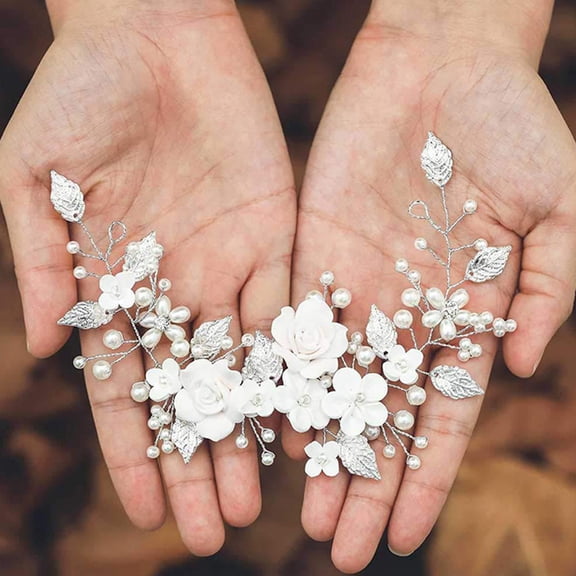 Luxshiny 2Pcs Elegant Plated Silver Bridal Hair Pieces for Wedding Prom Hair Decoration