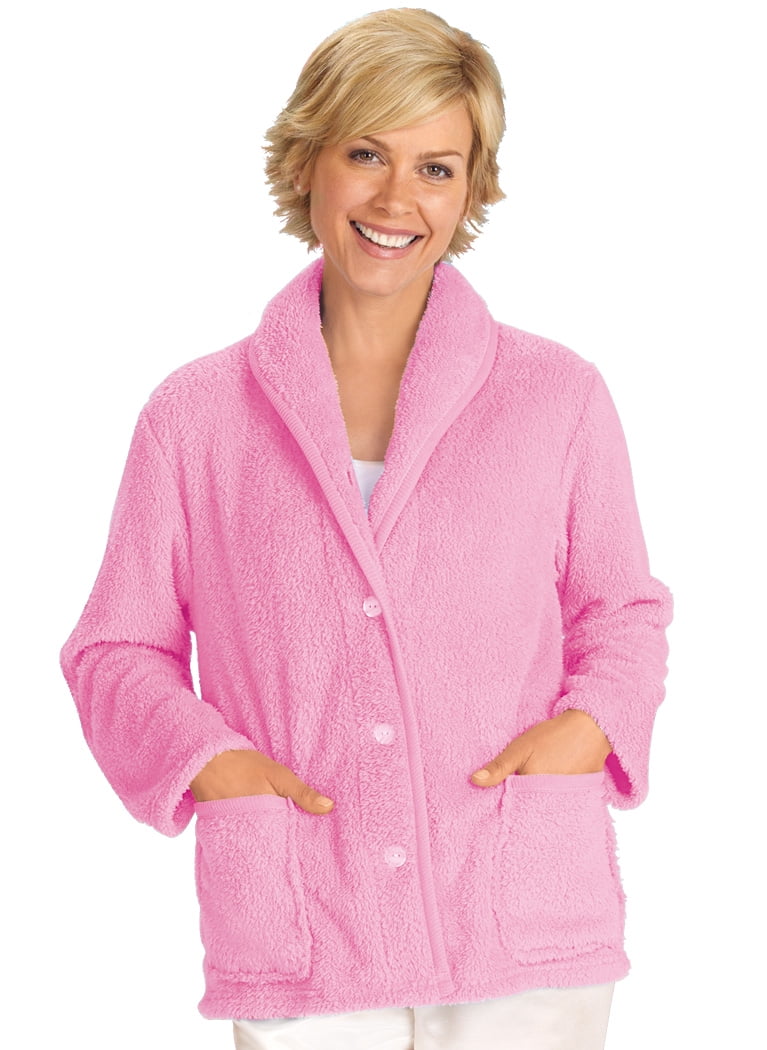 Sleepyheads Women’s Ultra Soft Fleece Short Wrap Robe Long Sleeve Cardigan Bed Jacket