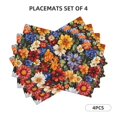thumbnail image 2 of Linen Placemat With 18×12in Double Stitching Is Effectively Insulated And Foldable For Family Hotel Picnic Trips Groovy Flowers (2) Four Pieces, 2 of 8