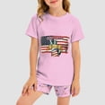 thumbnail image 2 of mgoYE 250th Anniversary USA Outfit Set Girls Boys 4th of July Outfit Set Girls Boys 250 Years American Anniversary Outfit Set American Flag Stars Fireworks Graphic Shorts Set(Light Pink,5-6 Years), 2 of 7