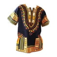 thumbnail image 1 of Frontwalk Men T Shirts Hippie Summer Tops Tribal Festival Dashiki T-Shirt Mens Casual Tee African Print Blouse Yellow Green L, 1 of 2