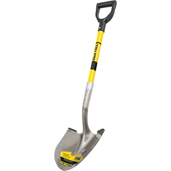 Truper 31200 Tru Pro 29-Inch Round Point Shovel with Fiberglass D-Handle — Residential Use, Standard Application