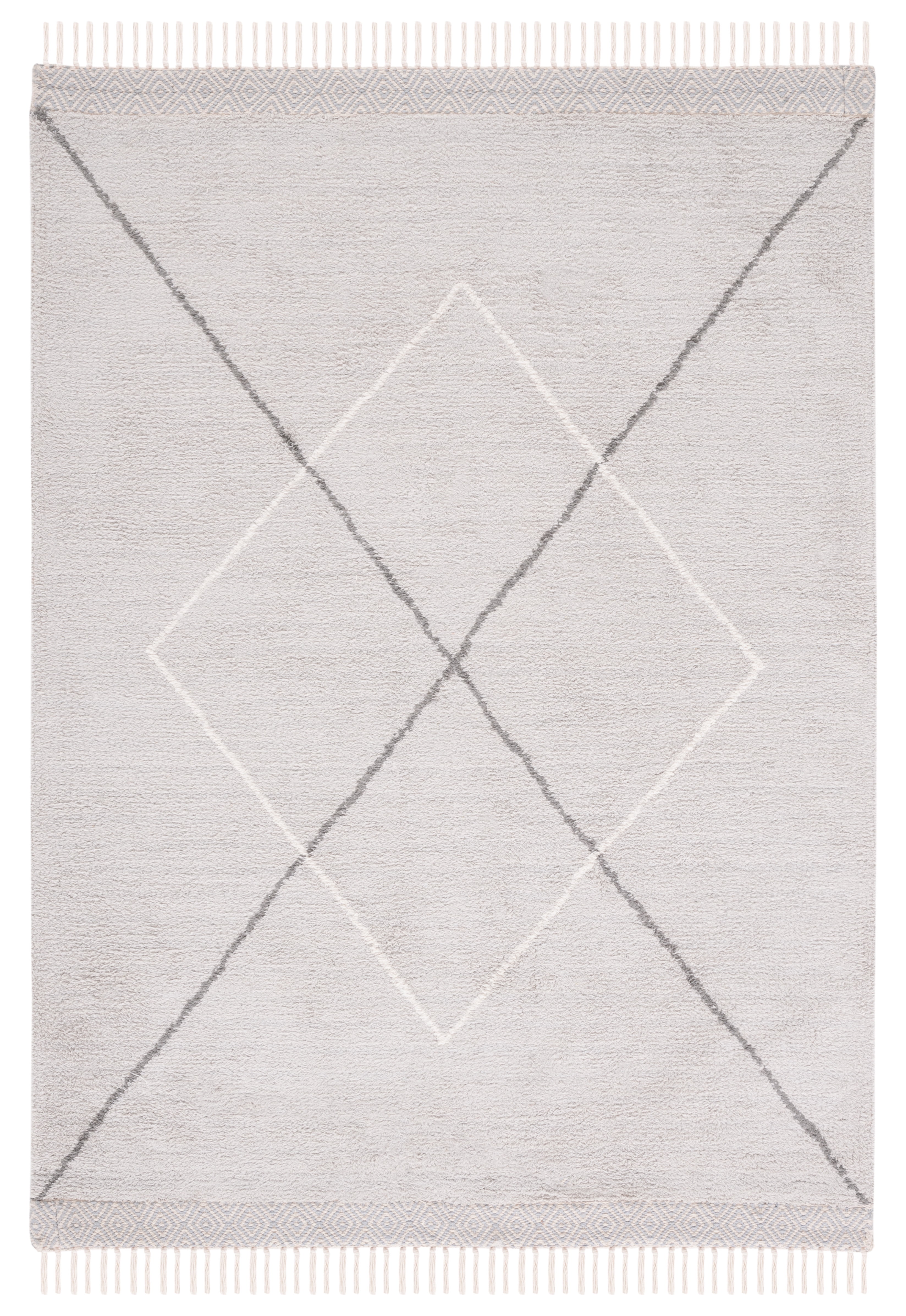SAFAVIEH Easy Care Myrtle Cross Cotton Machine Washable Area Rug, Grey/Ivory, 2' x 3'