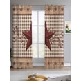 thumbnail image 2 of Texas Star Vintage Sheer Curtains 84 Inch Length 2 Panels Set for Living Room/Bedroom, Brown Checkered Berry Farmhouse Kitchen Curtains Grommet Semi-Sheer Curtains Drapes Window Treatments 42"x84"x2, 2 of 7