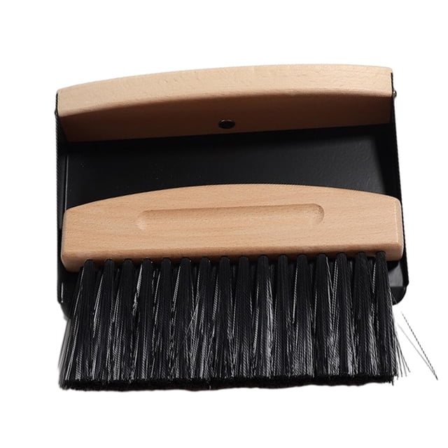Juego de recogedor de escritorio, cepillo para barrer, multiusos, limpieza del hogar, mango de madera cerdas de PET negras