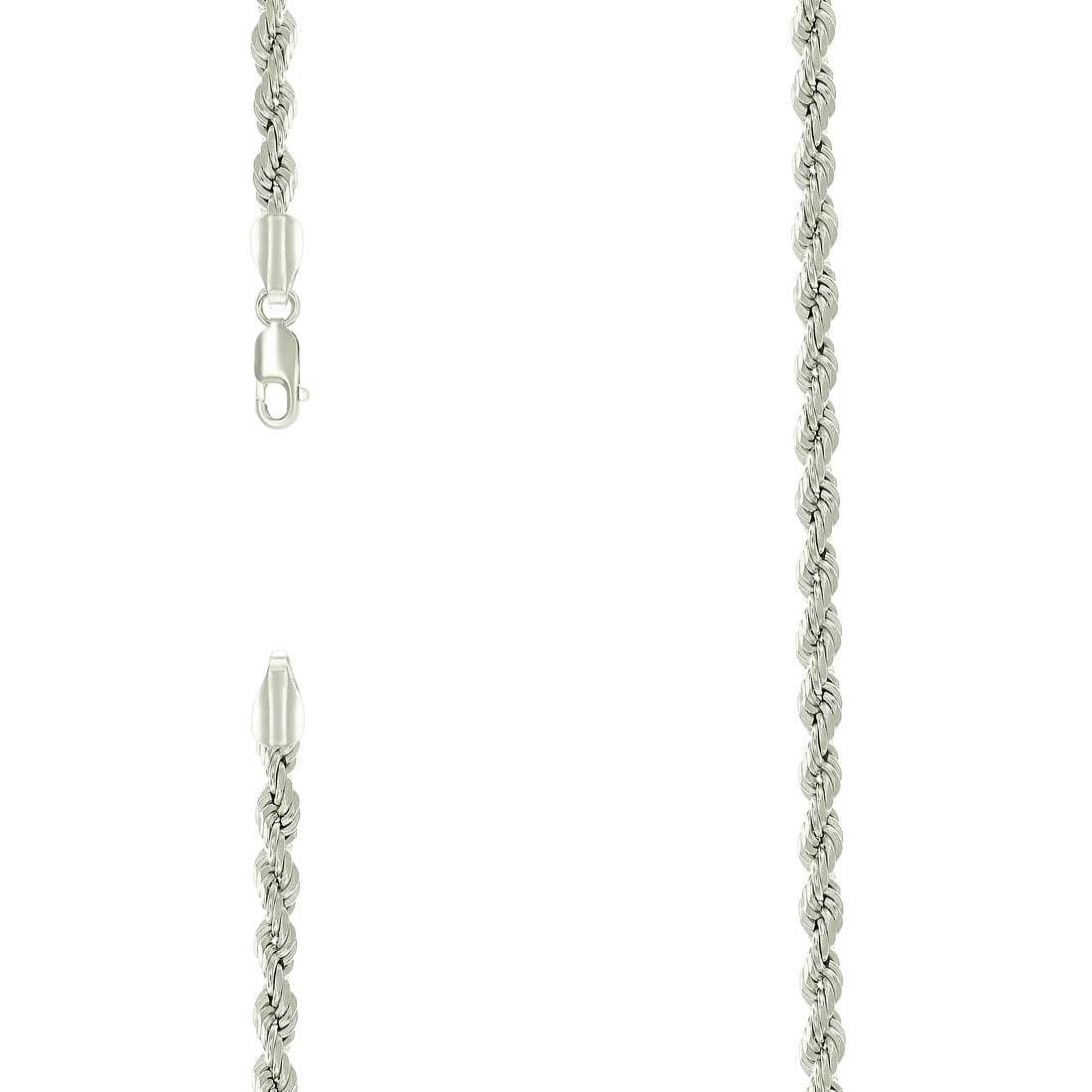 925 Sterling Silver Hollow Rope Chain Silver 3mm Necklace 16 Inch Chain Necklace for Women and Men