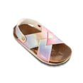 thumbnail image 5 of WAYUTE Girls Sandals Rainbow Glitter Cross Strap Cork Footbed Sandals Adjustable Back Strap Open Toe Summer Casual Beach Shoes,Multicolour,8.5 Y-9 Y, 5 of 7