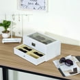 thumbnail image 4 of MyGift Vintage Rectangular Sunglasses Display Case with Glass Lid, White, 4 of 6