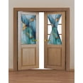 thumbnail image 2 of Turquoise Blue Blackout Curtains French Door Curtains for Door Window, Modern Teal Gold Marble Textured Privacy Drapery for Patio/Sidelight Doors, 1 Panel with Tieback, 25 x 40 Inches, 2 of 6