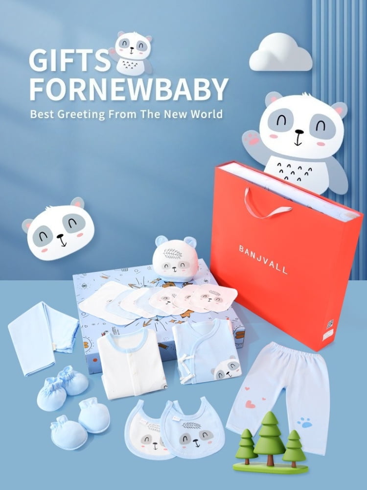 Unisex Baby Essentials Set, 18 Pieces, Suitable for Newborns