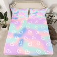 thumbnail image 2 of Homewish Cute Heart Print Twin Sheet Sets,Loves Pattern Twin Fitted Sheet,Pink Purple Blue Ombre Flat Sheet For Girls Kids,Microfiber Bedroom Decor,3 Pieces, 2 of 7