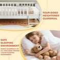 thumbnail image 2 of PORKISS Twin Size Platform Bed, Solid Wood Toddler Bed with Fence Guardrail Ladder, Twin Size Bed Frame for Kids Boys Girls, Montessori Bed, No Box Spring Needed, White #2, 2 of 10