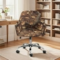 thumbnail image 2 of Whosucclay Forest Camo Hunting Elk Print Curved Back Chair Covers with Armrest, Stretch Accent Dining Room Chairs Covers Slipcovers, Modern Office Desk Chair Covers, Swivel Armchair Cover Protector, 2 of 7