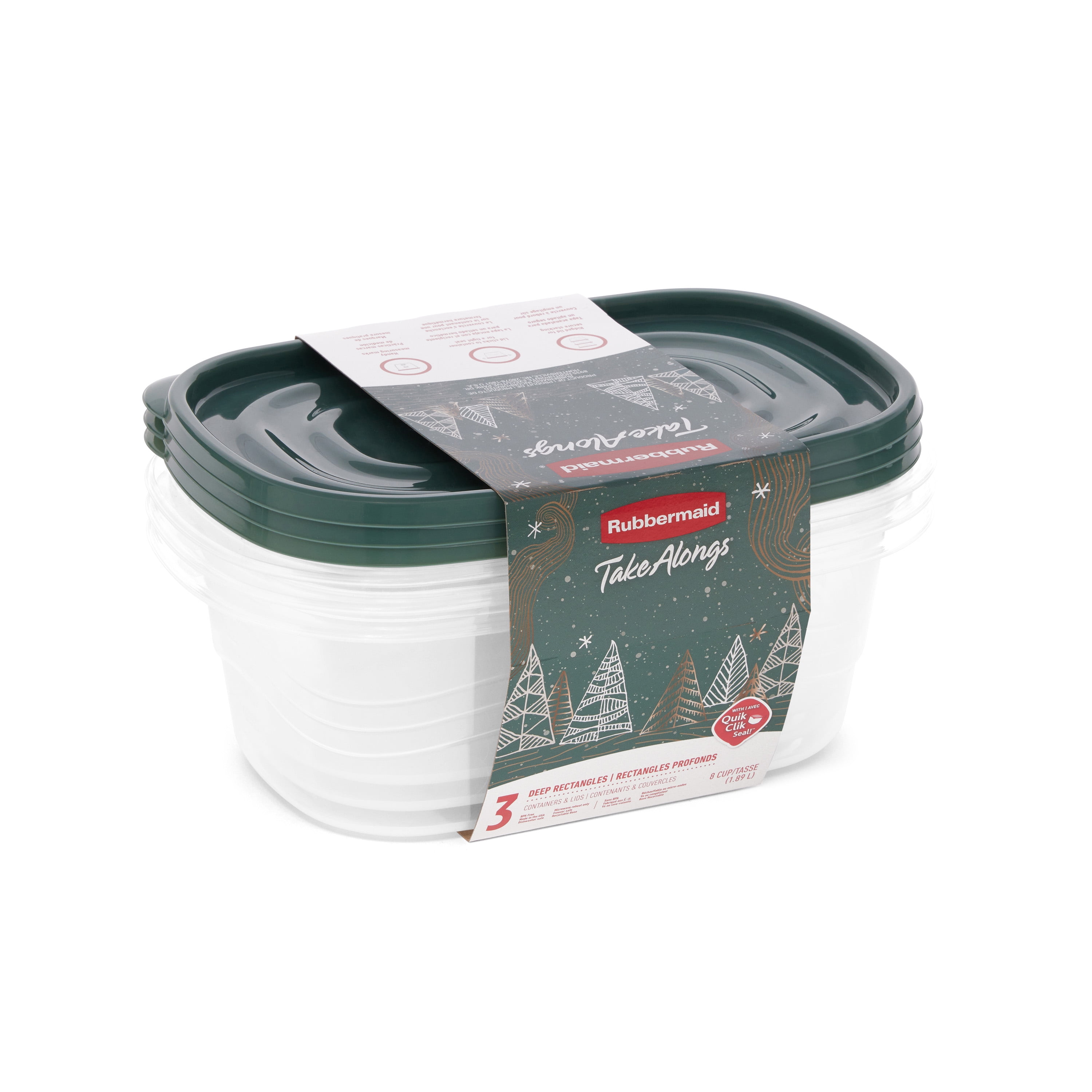 Rubbermaid Take Alongs Rectangular Containers with Lids, 6.4 x 3.1 x 9.8 - 3 pack