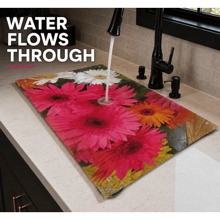 Sink Out Of Sight® Adjustable Flow-Through Mesh Kitchen Sink Cover 20 x 39.5 Cheerful Daisies
