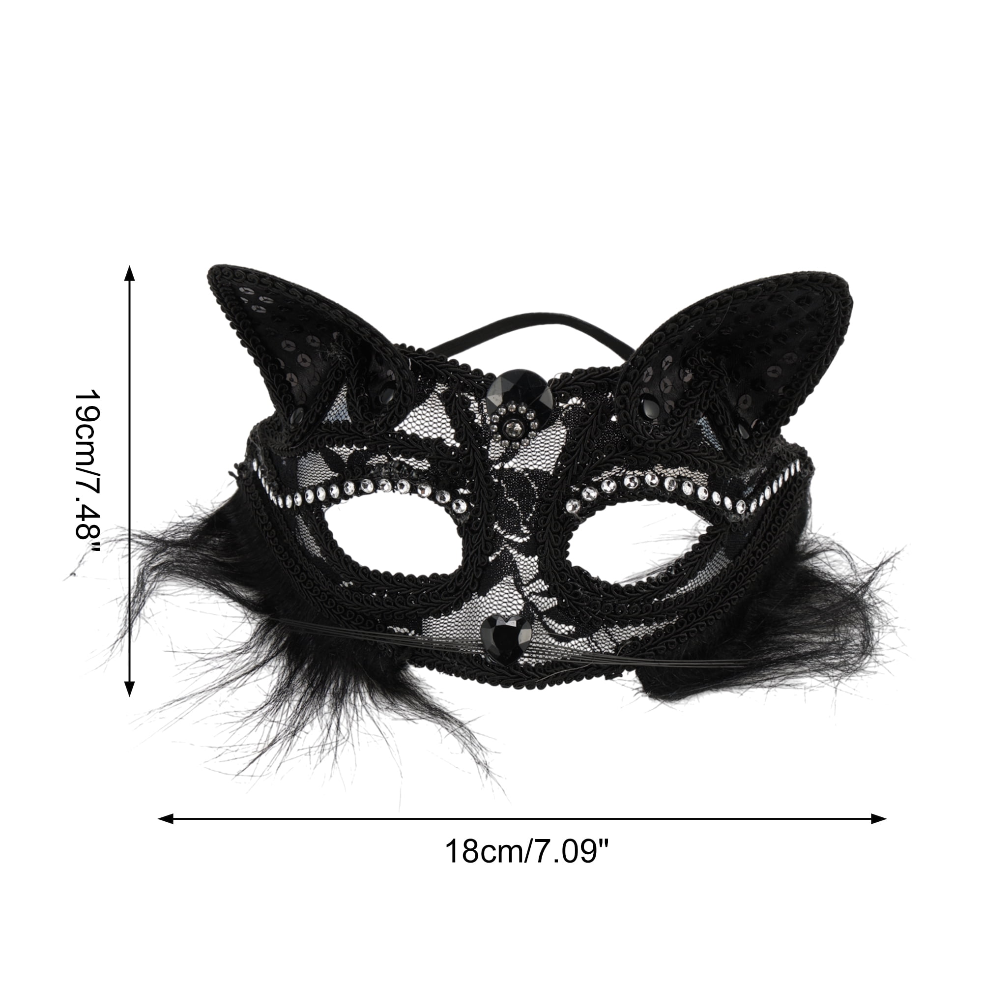 Unique Bargains 1 Pack Cat Party Mask for Themed Events Black Pattern 1
