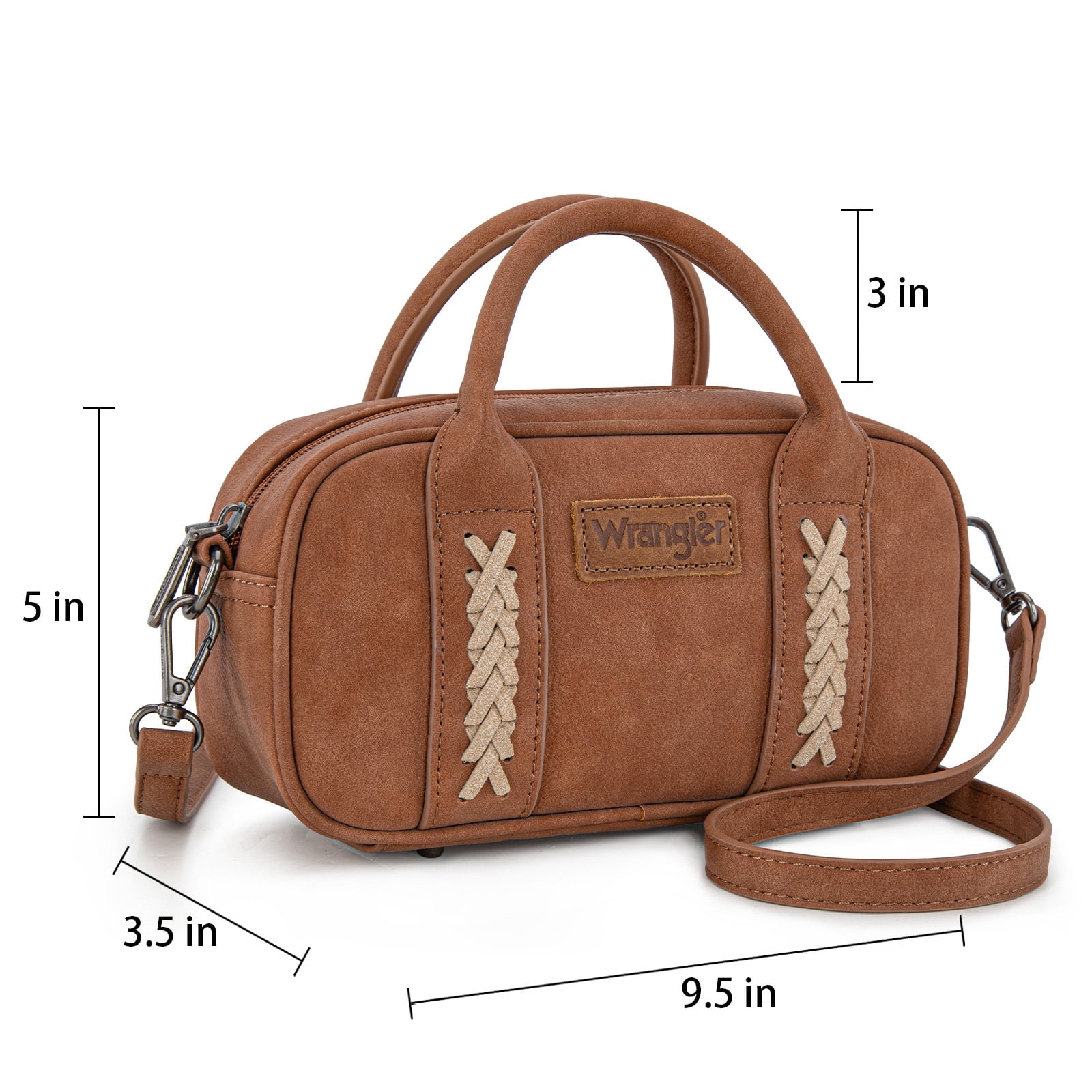 Wrangler Barrel Bag Retro Top Handle Bags with Crossbody Strap Boston Satchel Purse and Handbag Women, Brown