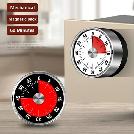

Stainless Steel Visual Timer，Magnetic Kitchen Timer，60-Minute Countdown Timer with Loud Alarm Durable Mechanical Time Management Tool No Batteries Required Black