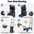 thumbnail image 3 of BeesClover Diable Pliant 2 en 1 avec Panier Pliant, Chariots de 330 Lb avec Roues, Camion Plateforme, avec 4 Roues et Poignée Rétractable (Bleu), 3 of 7