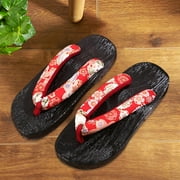 Yunhgft Japanese Style Clogs Comfortable 41 Red Round 41