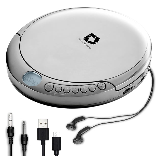 Reproductor de CD Deluxe Products portátil antideslizante con auriculares