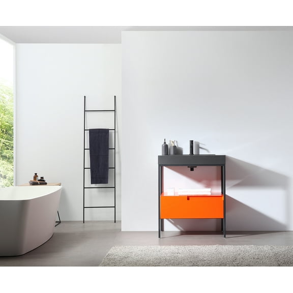 Texel 30" Red Amber and Dark Gray Style Freestanding Bathroom Vanity