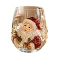 thumbnail image 2 of 3D Christmas Glass Art Cup, Cute Santa Claus Drinking Glasses, Christmas Stemless Wine Glasses, 3D Drinking Glass Cup for Coffee Cocktails Whiskey Soda, Unique Christmas Gift, 2 of 6
