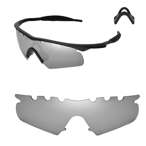 Walleva Titanium Polarized Vented Replacement Lenses And Black Nosepad For Oakley M Frame Hybrid Sunglasses