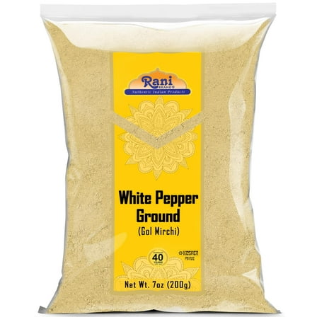 Rani White Pepper (Gol Mirch), Ground Spice 7oz (200g) ~ All Natural | Vegan | Gluten Friendly| NON-GMO | Kosher | Indian Origin
