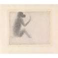thumbnail image 2 of Georges Seurat 14x12 Gold Ornate Wood Frame and Double Matted Museum Art Print Titled - Seated Monkey (1884), 2 of 4
