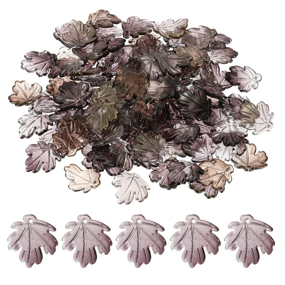 Uxcell Leaf Beads, Crystal Maple Leaf Beads Translucent Czech Glass Beads, Black Blue