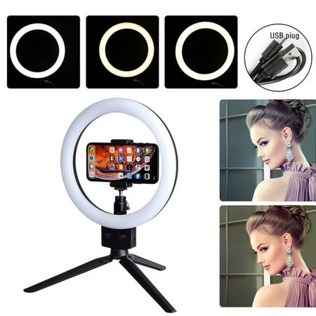 7 Inch Ring Light, Dimming Double Color Temperature LED Ring Light, WQPP017 Selfie Ring Light with Tripod Stand & Cell Phone Holder for Live Stream (Best Selfie Ring Light)