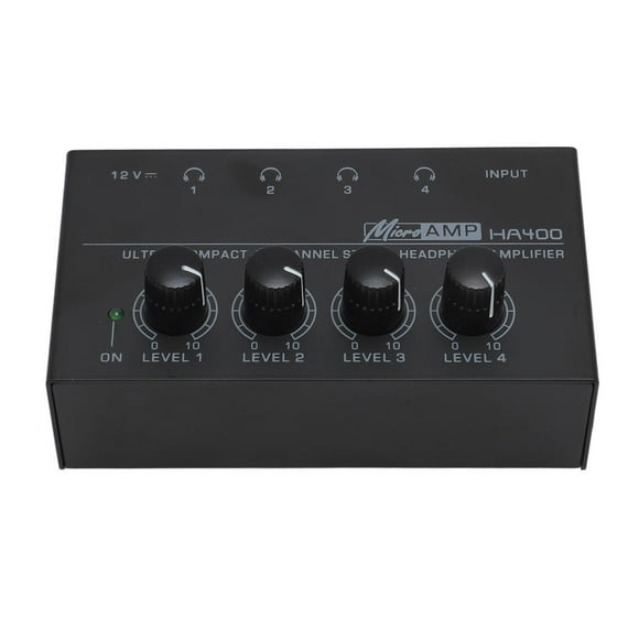 Amplificateur de Casque Stéréo à 4 Canaux, Plug and Play Interface Plaquée Or Amplificateur de Casque Professionnel Faible Bruit pour Scène Prise US, Prise EU, Prise UK