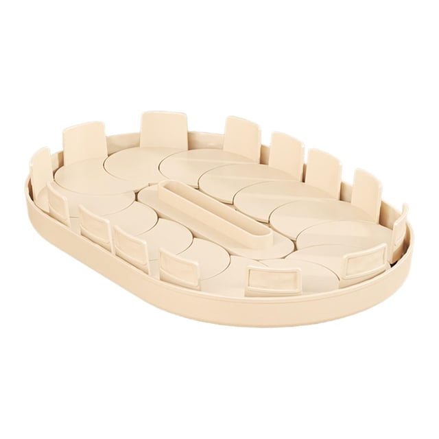 Organizador de plato giratorio para refrigerador, bandeja giratoria antideslizante de material PET, 360 grados. Beige