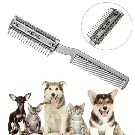 Manual Pet Grooming Comb and Trimmer with Extra Blades – Quiet Hair Remover for Dogs & Cats