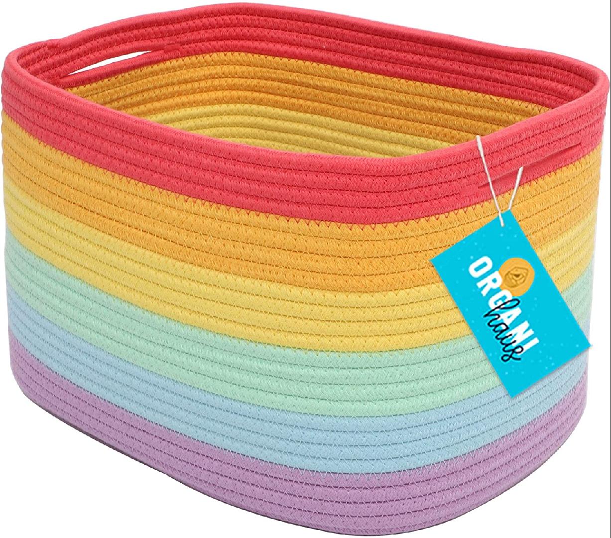 Rope Rainbow Storage Baskets for Shelves Rainbow Baskets for