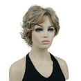 thumbnail image 4 of Women's Short Curly Wavy Wig Synthetic Hair Full Wig for Daily Use, 6 inches, Dark Blonde with Highlights, 4 of 11