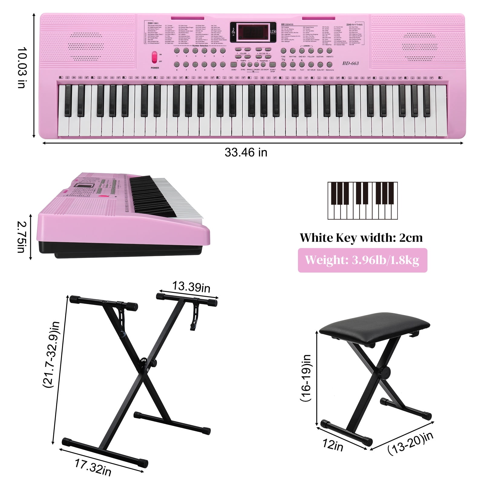 鍵盤楽器 Roland piano bench only. Rose pink. Ktaxon 61 Keys Keyboard Piano with Lighted Keys, X-Stand, Piano