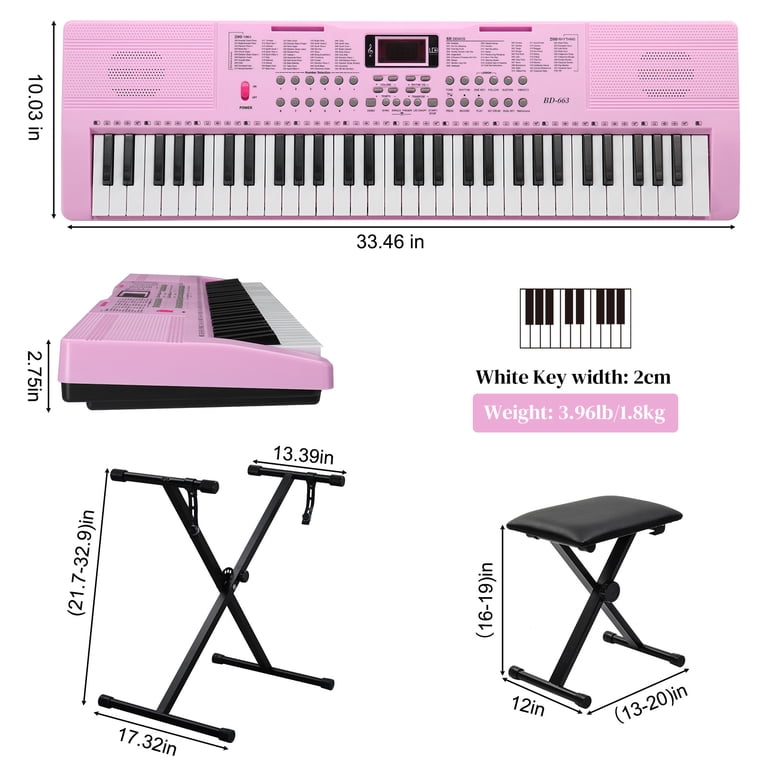 鍵盤楽器 Roland piano bench only. Rose pink. Ktaxon 61 Keys Keyboard Piano with Lighted Keys, X-Stand, Piano