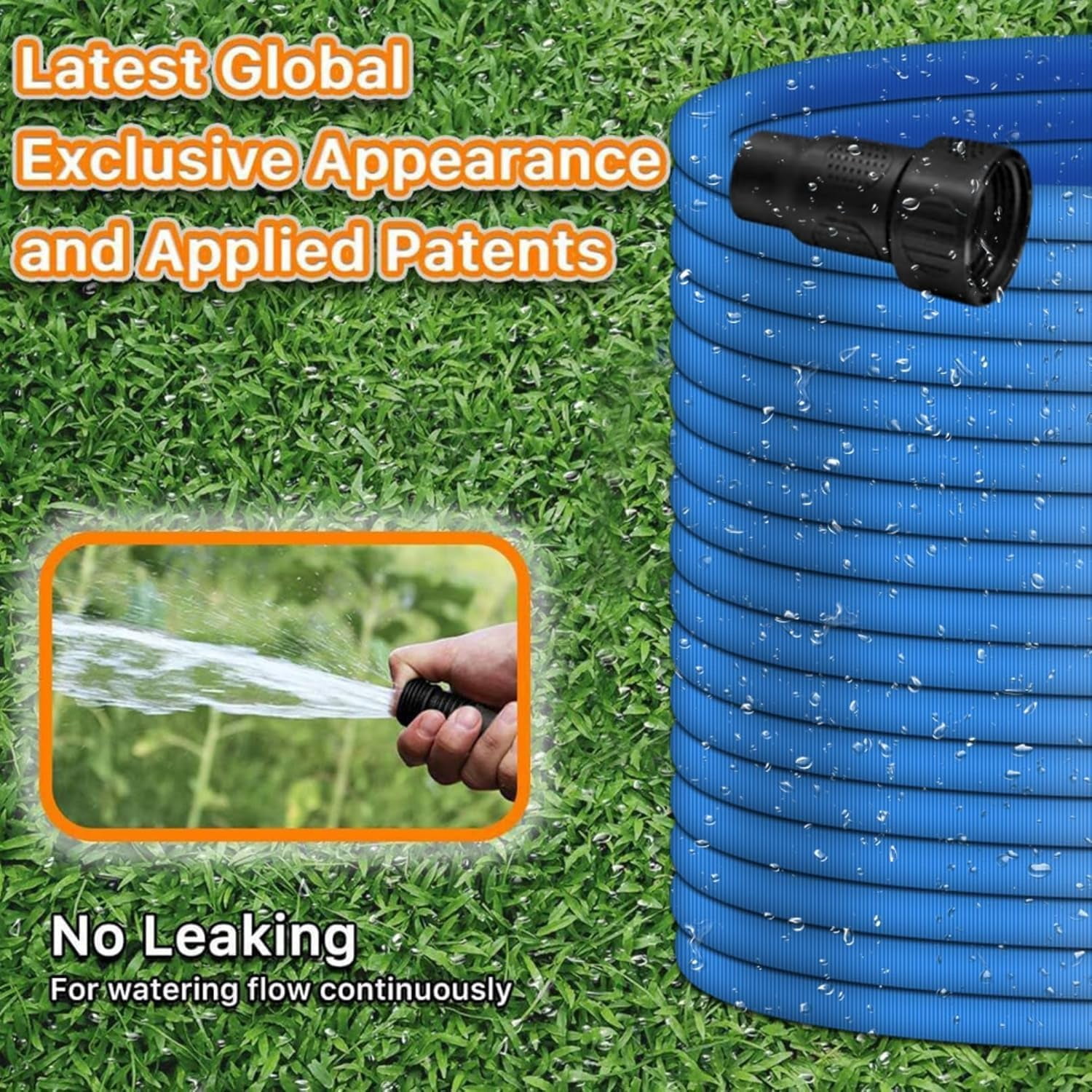 Lightweight 75FT Elastic Garden Hose with 3/4" Fittings, Triple-Layer  for Lawn, Car, and Plant Watering