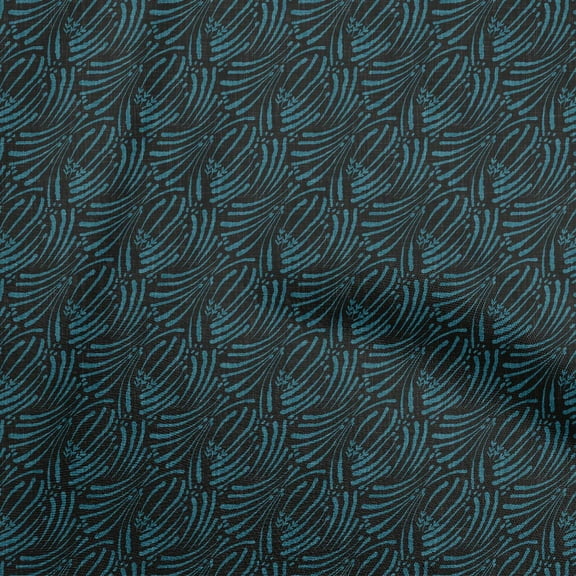 oneOone Polyester Spandex Teal Blue Fabric Abstract Dress Material Fabric Print Fabric By The Yard 56 Inch Wide