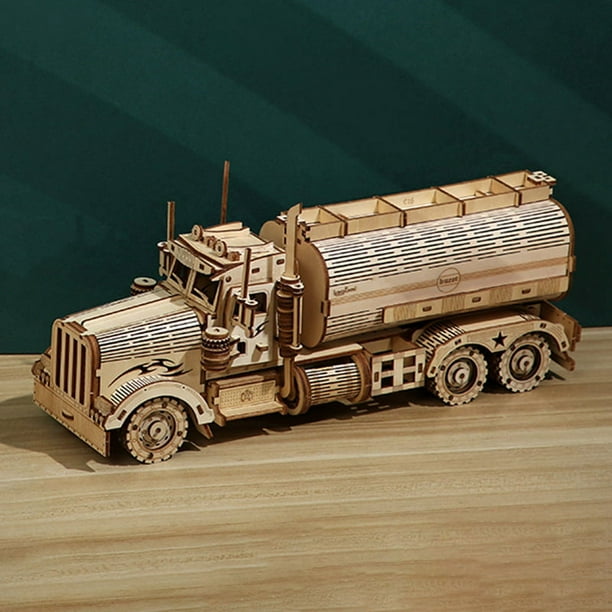 Amdohai Spot approvisionnement puzzle camion-citerne de carburant tirelire  difficile bricolage camion 3D en bois puzzle tridimensionnel jouet camion-citerne  S LG810 