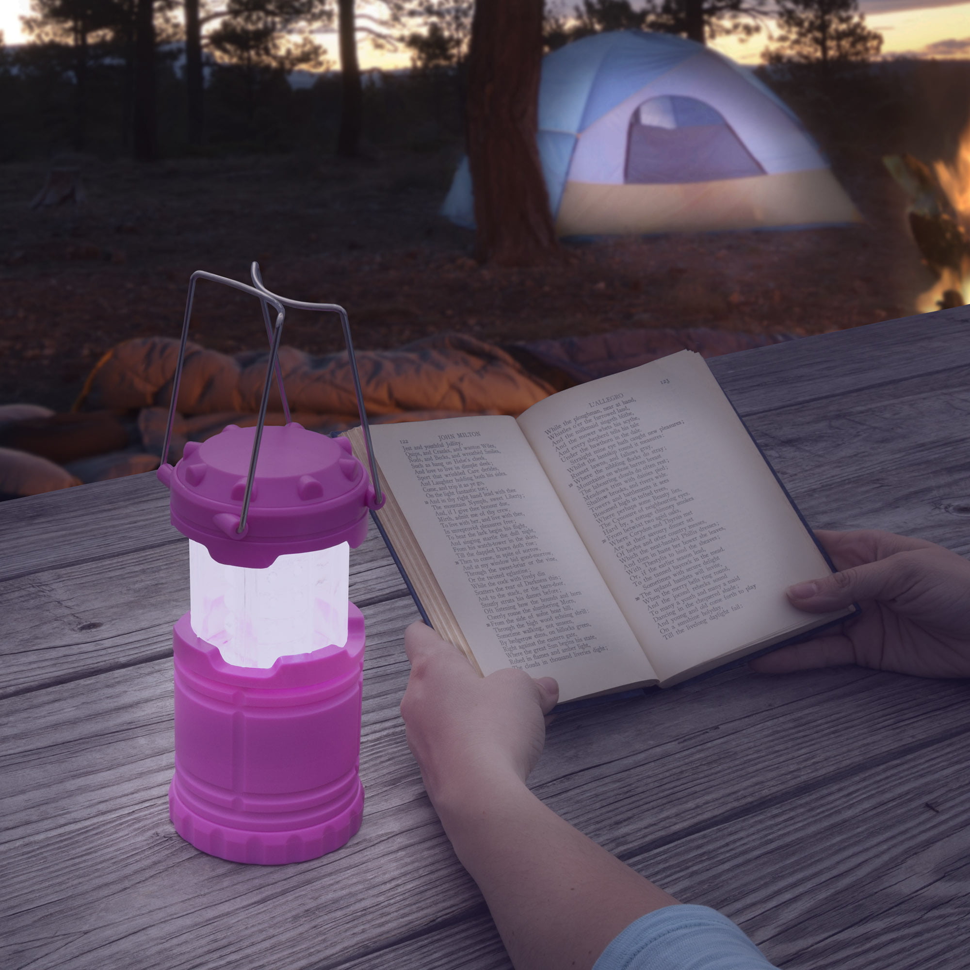 MalloMe Camping Lantern Pink Yellow 2 Pack Lanterns for Power Outages,  Camping Lights for Tent Hanging, Camp Light Tent Lamp Emergency Battery  Powered