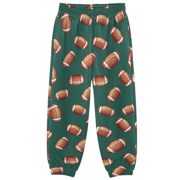 3-10T Pants American Footballs on A Green Pattern Cool Casual Sweatpants Joggers